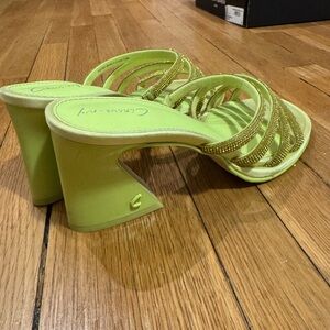 Lime Green sparkly Heeled Sandals